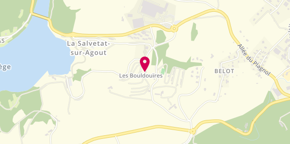 Plan de Camping Les Bouldouires, Lieu-Dit Bouldouires, 34330 La Salvetat-sur-Agout
