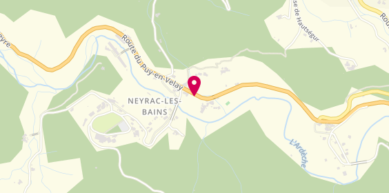 Plan de Camping Domaine de la plage 5 étoiles, 2435 Route du Puy
Neyrac-Les-Bains, 07380 Meyras