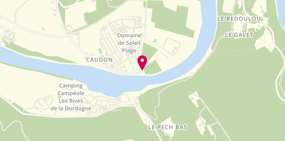 Plan de Camping Soleil Plage, 1593 Lieu-Dit Caudon Route de la Plage, 24200 Vitrac