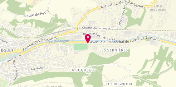 Plan de Camping Les Vernières la Bourboule, 170 avenue Marechal Lattre de Tassigny, 63150 La Bourboule