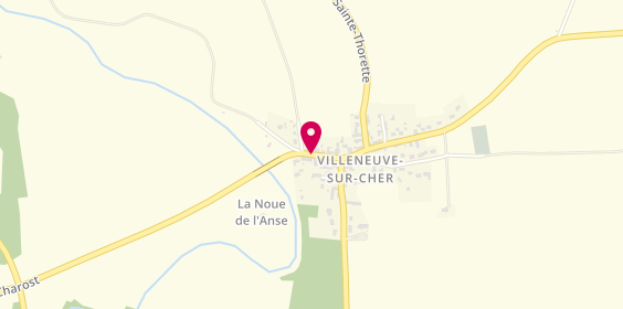Plan de Camping la Noué de l'Anse, Route Charost, 18400 Villeneuve-sur-Cher