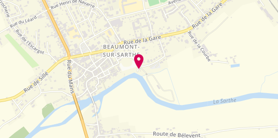 Plan de Camping Municipal Val de Sarthe, Rue de l'Abreuvoir, 72170 Beaumont-sur-Sarthe